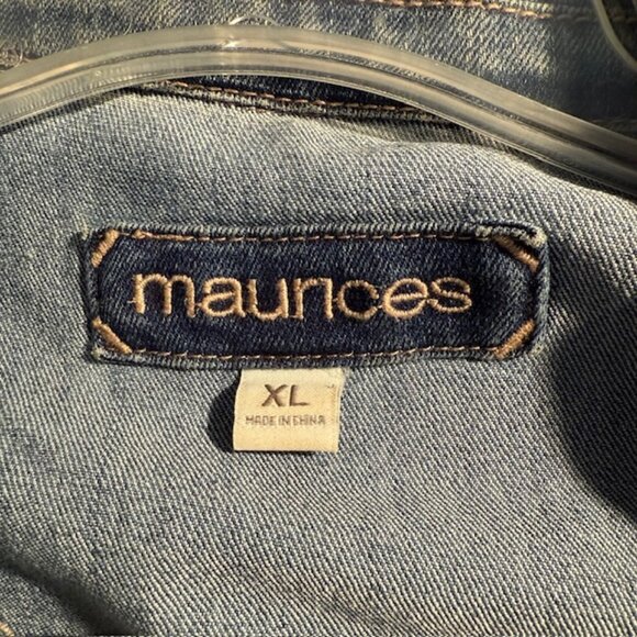 Maurices Classic Distressed Button Front Jean Jacket Size XL Trucker Cowgirl - Picture 7 of 10